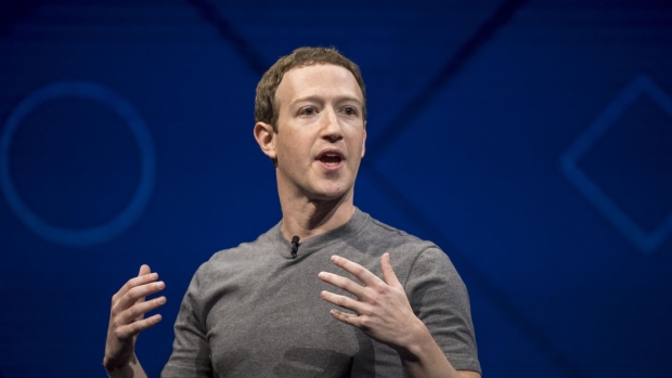 Mark Zuckerberg, chief executive officer and founder of Facebook Inc., speaks during the F8 Developers Conference in San Jose, California, U.S., on Tuesday, April 18, 2017. Zuckerberg laid out his strategy for augmented reality, saying the social network will use smartphone cameras to overlay virtual items on the real world rather than waiting for AR glasses to be technically possible.