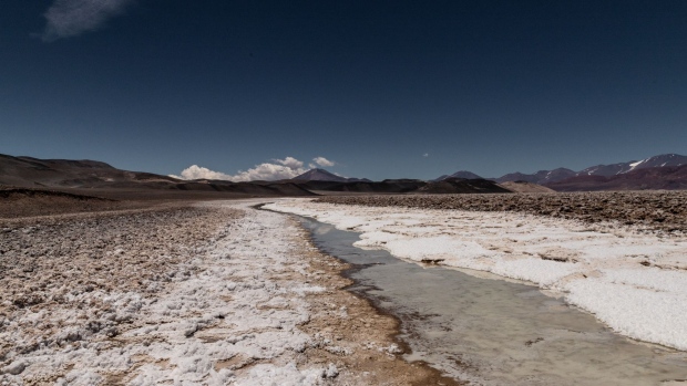 The Tres Quebradas salt flat at Liex's 3Q lithium mine project near Fiambala, Catamarca province, Argentina, on Sunday, Dec. 5, 2021. Liex, a wholly-owned subsidiary of Neo Lithium, operates the project in the Catamarca province, the largest and oldest lithium producing region in Argentina.
