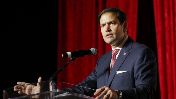 Senator Marco Rubio, a Republican from Florida, speaks during the Republican Party of Florida 2022 Victory Dinner in Hollywood, Florida, US, on Saturday, July 23, 2022. Governor Ron DeSantis emerged as a top rival to former President Donald Trump in GOP primary contest should Trump decide to run again.