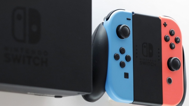 A Nintendo Co. Switch game console is displayed inside the Nintendo TOKYO store in Tokyo, Japan, on Tuesday, Aug. 4, 2020. Nintendo is scheduled to report first-quarter earnings figures on Aug. 6.