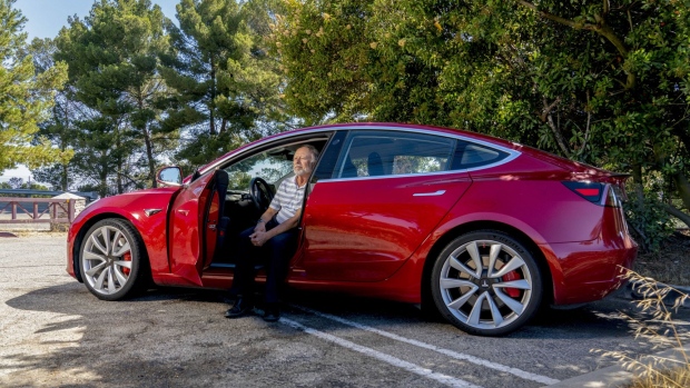 A Tesla Supercharger station in California. Photographer: Nina Riggio/Bloomberg