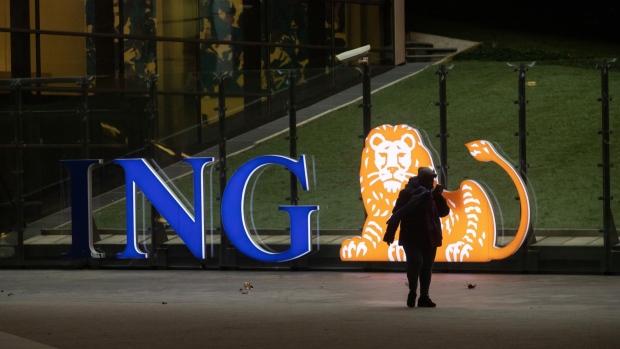 ING Groep NV signage at the bank's Acanthus headquarters building complex in Amsterdam, Netherlands, on Friday, Feb. 1 2022. Societe Generale SA has entered into exclusive negotiations with ING to attract its French retail banking customers, as the Dutch lender exits the market.