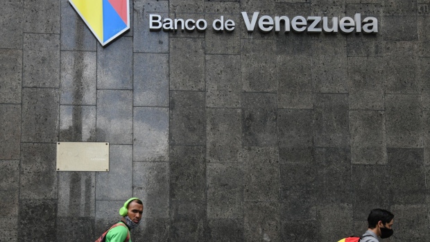 The Bank of Venezuela in Caracas, Venezuela, on Friday, Oct. 1, 2021. Venezuelan banks possess more than 90% of the new bolivar bills issued by the central bank as part of the currency "redenomination" set to start on Oct. 1.