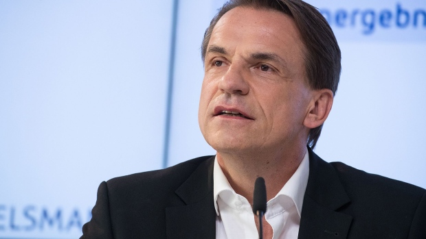 Markus Dohle, chief executive officer of Penguin Random House, speaks during a news conference in Berlin, Germany, on Tuesday, March 28, 2017. Bertelsmann SE, the German media giant, may reconsider its presence in the U.K. because of the country’s decision to leave the European Union, Chief Executive Officer Thomas Rabe said.