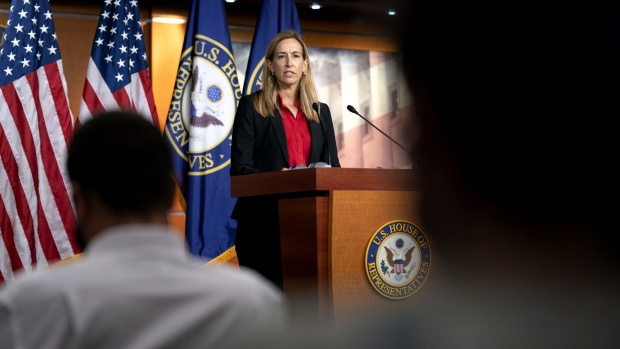 Representative Mikie Sherrill, a Democrat from New Jersey, speaks during a news conference at the U.S. Capitol in Washington, D.C., U.S., on Tuesday, Aug. 24, 2021. The House adopted a $3.5 trillion budget resolution after a White House pressure campaign and assurances from Speaker Pelosi helped unite fractious Democrats to move ahead on the core of President Bidens economic agenda.