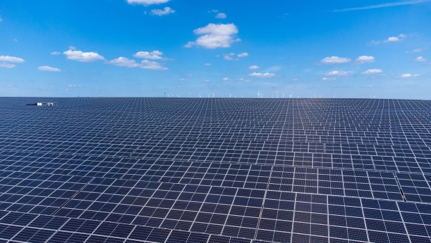 Photovoltaic panels, which form part of the Solara 4 solar park, in Vaqueiros, Faro district, Portugal, on Thursday, June 9, 2022. The plant is said to be the largest operational solar park in Portugal, and one of the largest unsubsidised plants in Europe.