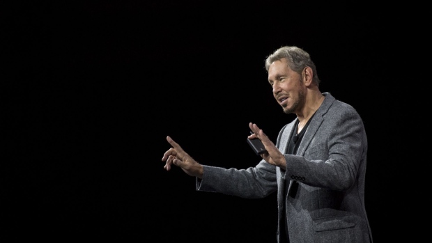 Larry Ellison, chairman and co-founder of Oracle Corp., speaks during the Oracle OpenWorld 2017 conference in San Francisco, California, U.S., on Sunday, Oct. 1, 2017. OpenWorld is a business and technology conference that delivers insight into industry trends and breakthroughs in Cloud technology, hosting educational sessions as well as exhibitions from over 400 partners.