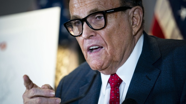Rudy Giuliani, personal lawyer to U.S. President Donald Trump, speaks during a news conference at the Republican National Committee headquarters in Washington, D.C., U.S., on Thursday, Nov. 19, 2020. President Donald Trump’s campaign revised a pivotal Pennsylvania lawsuit seeking to block certification of the state’s election results, adding a proposal that the Republican-controlled state legislature choose the winner instead of voters. Photographer: Al Drago/Bloomberg