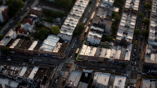 Apartment buildings stand in this aerial photograph taken above the Brooklyn borough of New York.