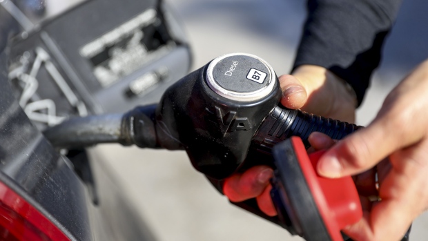A customer fills up with diesel at a gas station in Rome, Italy, on Wednesday, March 9, 2022. Gasoline prices are surging across Europe with the war in Ukraine and threats to expand sanctions to energy raising questions about whether Russian supplies will keep flowing to market.