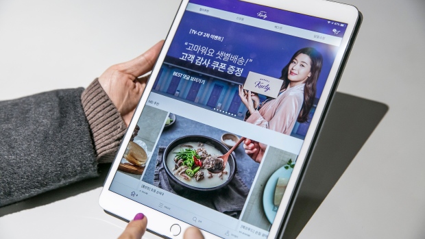 The Market Kurly application is demonstrated in Seoul, South Korea, on Thursday, Feb. 14, 2019. Market Kurly Founder and Chief Executive Officer Kim, a former Goldman Sachs banker obsessed with fresh food, has created a mobile app that is disrupting South Korea’s retail industry by giving grocery shoppers fewer reasons to visit a store.