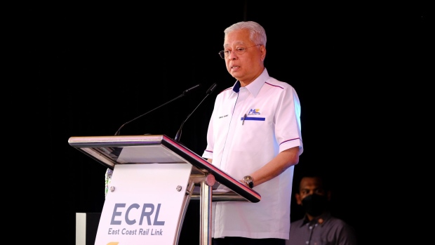 Ismail Sabri Yaakob, Malaysia's prime minister, speaks at the Genting tunnel construction site, part of the East Coast Rail Link (ECRL) project built by China Communications Construction Co., in Bentong, Pahang, Malaysia, on Thursday, June 23, 2022. Construction work on Malaysia’s East Coast Rail Link is progressing and is expected to hit the 37% mark by year-end, Transport Minister Wee Ka Siong said today. Photographer: Samsul Said/Bloomberg