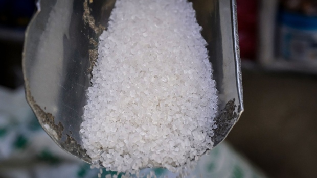 Refined sugar at a store in New Delhi, India, on Wednesday, May 25, 2022. India will restrict sugar exports as a precautionary measure to safeguard its own food supplies, another act of protectionism after banning wheat sales just over a week ago. Photographer: T. Narayan/Bloomberg