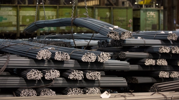 Bundles of steel reinforcement rods sit in the Evraz Plc Consolidated West-Siberian Metallurgical Plant in Novokuznetsk, Russia, on Wednesday, July 22, 2020. Russia is the world’s No. 3 net steel exporter, with the nation’s low production costs bolstering its competitiveness. Photographer: Andrey Rudakov/Bloomberg