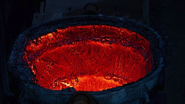 A red hot cauldron in the oxygen converter hall at the Thyssenkrupp AG metals plant in Duisburg, Germany, on Monday, June 21, 2021. Weaning a low-margin industry off cheap coal and onto more costly green steel technologies will require massive government support and concerted action by steelmakers from Tangshan to Indiana.