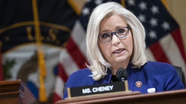Representative Liz Cheney, a Republican from Wyoming, speaks during a business meeting of the Select Committee to Investigate the January 6th Attack on the U.S. Capitol in Washington, D.C., U.S., on Tuesday, Oct. 19, 2021. The committee probing the Jan. 6 riot at the U.S. Capitol is escalating its legal showdown with Steve Bannon with a vote recommending the full House hold him in criminal contempt for ignoring a congressional subpoena.