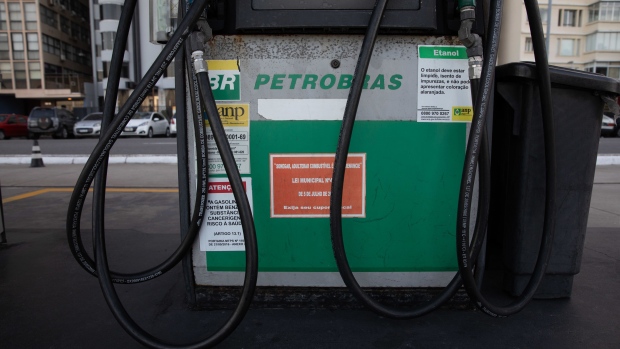 A fuel pump at a Petroleo Brasileiro SA (Petrobras) gas station in Rio de Janeiro, Brazil, on Friday, June 17, 2022. Brazil's state-controlled oil giant Petrobras increased fuel prices in a political setback for President Jair Bolsonaro, who is fighting to contain inflation in an election year.