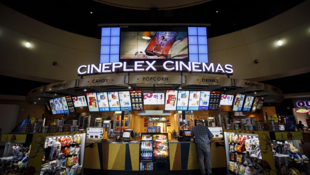 A customer buys concessions inside a Cineplex Cinemas movie theater in Toronto, Ontario, Canada on Monday, Feb. 3, 2020. Britain's Cineworld Group Plc is on track to become North America's biggest operator of movie theaters with its plan to buy Canada's Cineplex Inc. for C$2.15 billion ($1.64 billion).