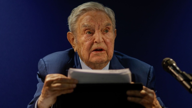 George Soros, billionaire and founder of Soros Fund Management LLC, speaks at an event on day two of the World Economic Forum (WEF) in Davos, Switzerland, on Tuesday, May 24, 2022. The annual Davos gathering of political leaders, top executives and celebrities runs from May 22 to 26.