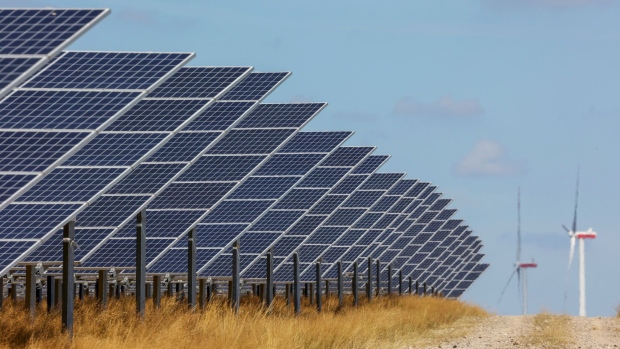 Solar panels at the Weesow-Willmersdorf solar park, operated by EnBW Energie Baden-Wrttemberg AG, in Werneuchen, Germany, on Tuesday, Aug. 2, 2022. The European Union seeking to double solar capacity to 320GW by 2025 and to hit 600GW by the end of the decadewhich would make solar Europe's biggest source of electricity, whereas today it's not even in the top five. Photographer: Liesa Johannssen-Koppitz/Bloomberg