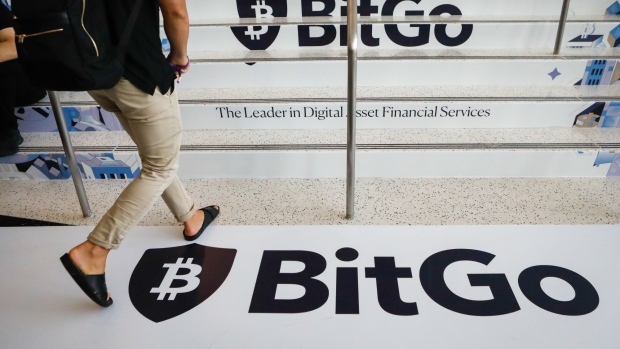A BitGo logo during the Bitcoin 2022 conference in Miami, Florida, U.S., on Wednesday, April 6, 2022. The Bitcoin 2022 four-day conference is touted by organizers as "the biggest Bitcoin event in the world." Photographer: Eva Marie Uzcategui/Bloomberg