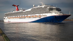 The Carnival Valor cruise ship sets sail from the Port of New Orleans in New Orleans.