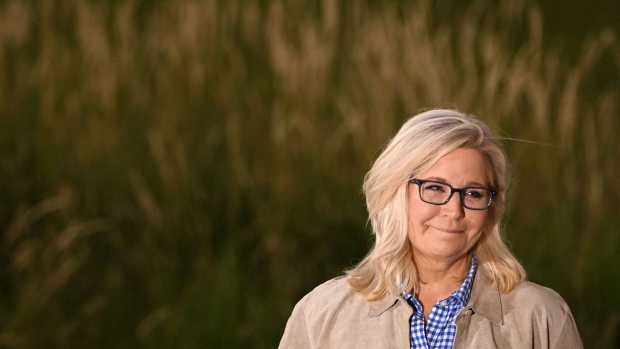 Liz Cheney at an election night event during the Wyoming primary election at Mead Ranch in Jackson, Wyoming, on Aug. 16. Photographer: Patrick T. Fallon/AFP/Getty Images