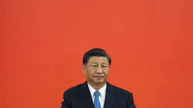 Xi Jinping, China's president, at the West Kowloon Station in Hong Kong, China, on Thursday, June 30, 2022. Xi arrived in Hong Kong for its 25th anniversary of Chinese rule, in his first trip to the city since overseeing twin crackdowns on political dissent and Covid-19 that risked the former British colony’s future as an international center of commerce.