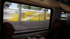 A Brightline passenger train stops at the Fort Lauderdale station during its inaugural trip from Miami to West Palm Beach on May 11, 2018 in Fort Lauderdale, Florida.