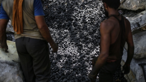 A stack of coal at a coal wholesale market in Mumbai, India, on Thursday, May 5, 2022. Production of coal, the fossil fuel that accounts for more than 70% of India’s electricity generation, has failed to keep pace with unprecedented energy demand from the heat wave and the country’s post-pandemic industrial revival.