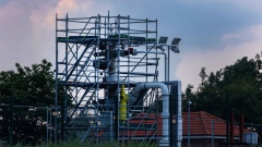 Scaffolding surrounds a wellhead at the EWE Gasspeicher GmbH natural gas storage facility in Ruedersdorf, Germany, on Monday, Aug. 15, 2022. Germany's gas storage facilities have reached a fill level of 75%, two weeks ahead of schedule, the country's top regulator said, as prices in Europe soar with a scorching summer boosting energy demand. Photographer: Krisztian Bocsi/Bloomberg