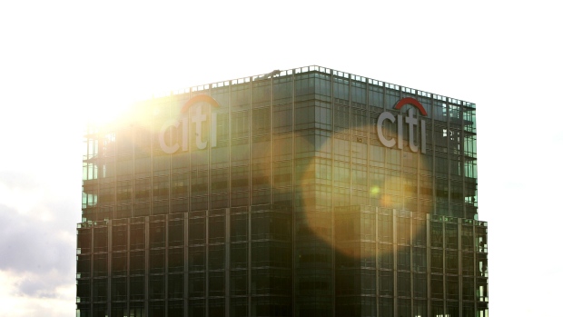 Citigroup offices sit in the financial district of Canary Wharf in London.