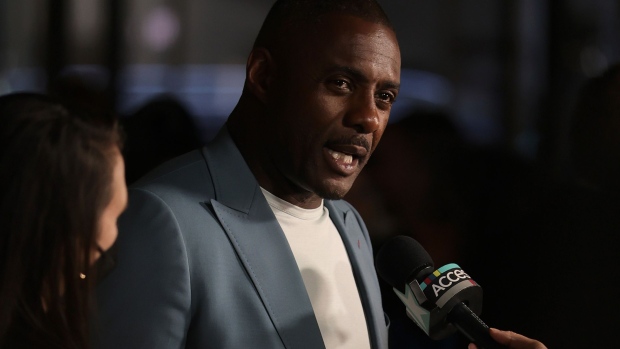 Idris Elba speaks to a reporter at the "Beast" World Premiere at Museum of Modern Art on August 08, 2022 in New York City.