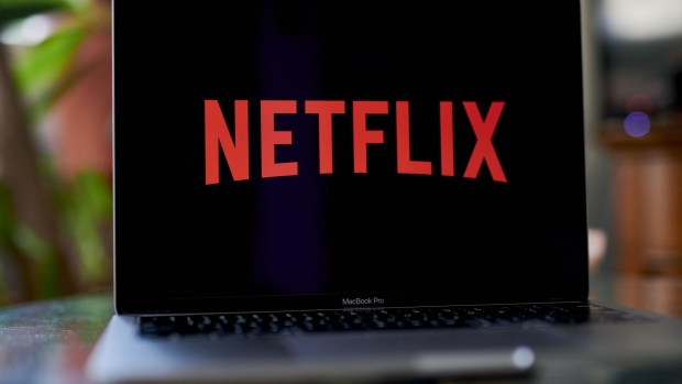 The Netflix Inc. logo on a laptop computer arranged in the Brooklyn Borough of New York, U.S., on Saturday, Oct. 16, 2021. Netflix Inc. is scheduled to release earnings figures on October 19.
