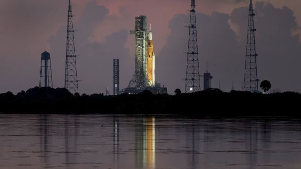 NASA's Artemis I rocket at Kennedy Space Center on August 30