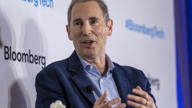 Andy Jassy, chief executive officer of Amazon.Com Inc., speaks during the Bloomberg Technology Summit in San Francisco, California, US, on Wednesday, June 8, 2022. The summit highlights the ways in which society has been changed by digital disruption and provides the roadmap for what lies ahead.