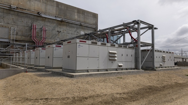 Power inverters outside the battery building at the Vistra Corp. Moss Landing Energy Storage Facility in Moss Landing, California, U.S., on Tuesday, April 20, 2021. The facility is the world's largest battery energy storage system.