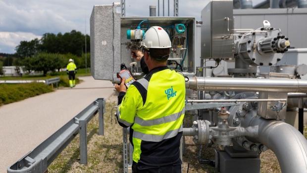 An employee monitors for gas leaks during safety checks at the Uniper SE Bierwang Natural Gas Storage Facility in Muhldorf, Germany, on Friday, June 10, 2022. Uniper is playing a key role in helping the government set up infrastructure to import liquified natural gas to offset Russian deliveries via pipelines.