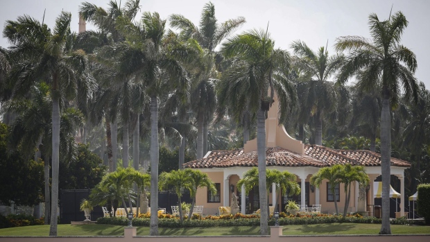 Mar-A-Lago in Palm Beach, Florida, US, on Tuesday, Aug. 9, 2022. Donald Trump faces intensifying legal and political pressure after FBI agents searched his Florida home in a probe of whether he took classified documents from the White House when he left office, casting a shadow on his possible run for the presidency in 2024. Photographer: Eva Marie Uzcategui/Bloomberg