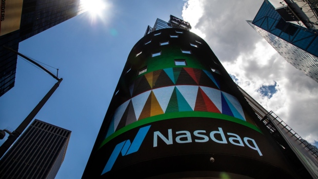 The Nasdaq MarketSite in New York, US, on Wednesday, June 15, 2022. Stocks climbed, Treasury yields tumbled and the dollar pushed lower after Federal Reserve Chair Jerome Powell signaled outsized rate hikes will be rare as officials intensify their battle against rampant inflation. Photographer: Michael Nagle/Bloomberg