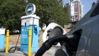 An electric vehicle charging station in North Vancouver, British Columbia.