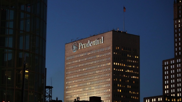 The Prudential Financial Inc. Plaza stands at dusk in Newark, New Jersey. Photographer: Victor J. Blue/Bloomberg
