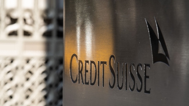 Signage is displayed at the Credit Suisse Group AG headquarters in New York, U.S., on Wednesday, Sept. 19, 2018. Credit Suisse and UBS Group AG could manage a potential share sale of Stadler Rail AG as it explores a potential initial public offering.
