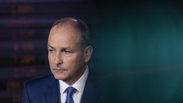 Micheal Martin, Ireland's prime minister, during a Bloomberg Television interview in New York, US, on Thursday, Sept. 22, 2022. Martin said he would like to move faster in the wind industry and double down on renewables.