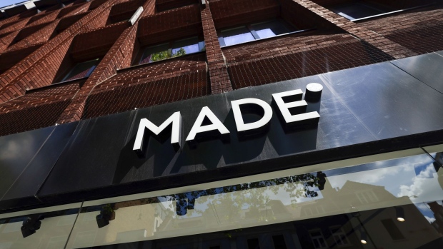 A sign above a Made.com Design Ltd. store in London, U.K., on Thursday, May 27, 2021. Online furniture retailer Made is looking to raise 100 million pounds ($142 million) in an initial public offering in London, backed by surging demand amid lockdowns from its core base of millennial customers. Photographer: Chris Ratcliffe/Bloomberg