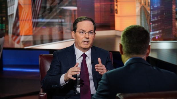Henry McVey, head of global macro and asset allocation for Kohlberg Kravis Roberts & Co. (KKR), speaks during a Bloomberg Television interview in New York, U.S., on Thursday, Feb. 15, 2018. McVey discussed the market "regime change" he sees in a move from monetary to fiscal policy in the U.S., opportunities in China and Asian emerging markets, and movements in energy markets.
