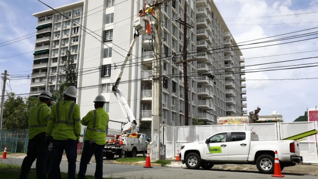 LUMA utility workers in San Juan, on Sept. 20. 
