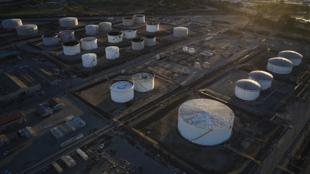 The Torrance Refining Co. in Torrance, California, U.S., on Monday, Feb. 28, 2022. The U.S. and its allies are discussing a coordinated release of about 60 million barrels of oil from their emergency stockpiles after Russia’s invasion of Ukraine pushed crude prices above $100.
