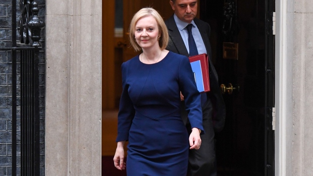 Liz Truss, UK prime minister, departs 10 Downing Street, ahead of UK Chancellor of the Exchequer Kwasi Kwarteng presenting the UK's fiscal plans in Parliament, in London, UK, on Friday, Sept. 23, 2022. With expectations of tax cuts and sweeping deregulation, businesses are likely to be a big beneficiary ofKwarteng's mini-budget on Friday.