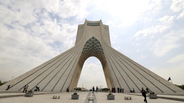 Iranians visit Azadi square in the capital Tehran, on July 31 2022.  Photographer: Atta Kenare/AFP/Getty Images